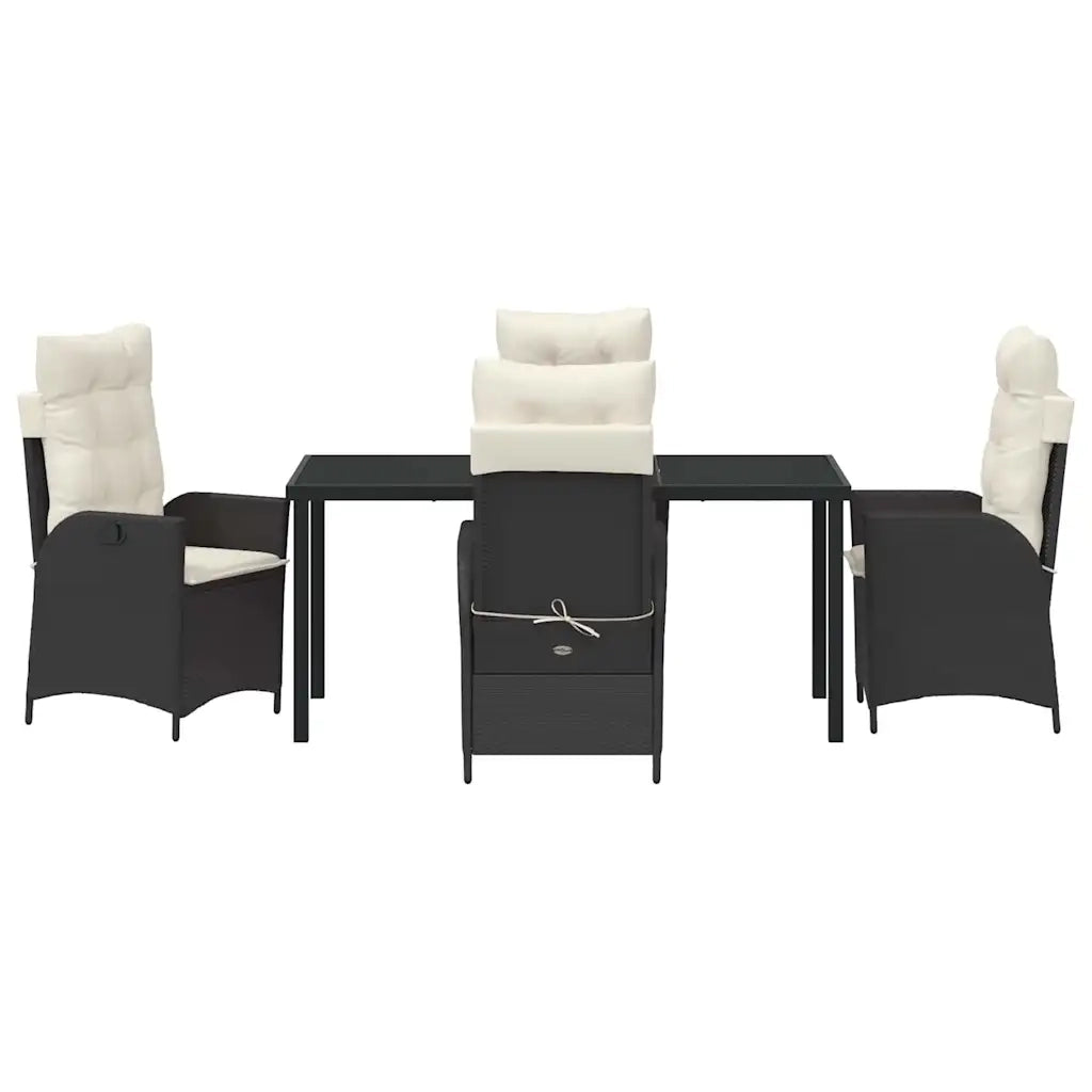 Set da Pranzo per Giardino con cuscino 5 pcs Nero polyrattan 3380480