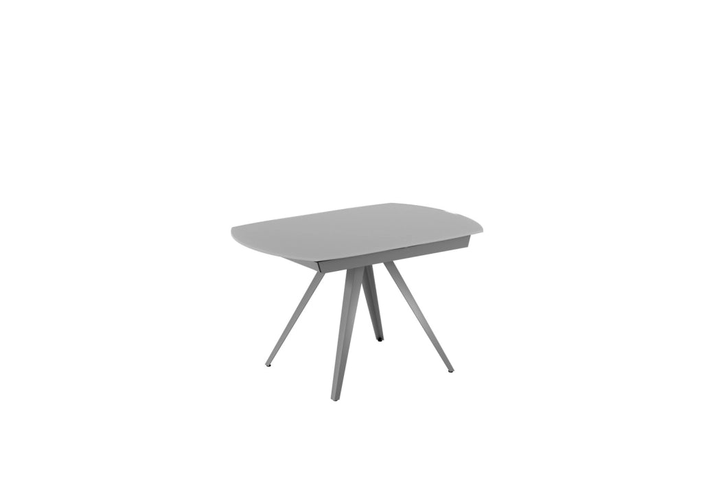 Tavolo Allungabile Kyoto 120, Design Moderno con Top in Vetro Grigio e Struttura in Metallo Grigio Opaco 120-180x90 cm - OM