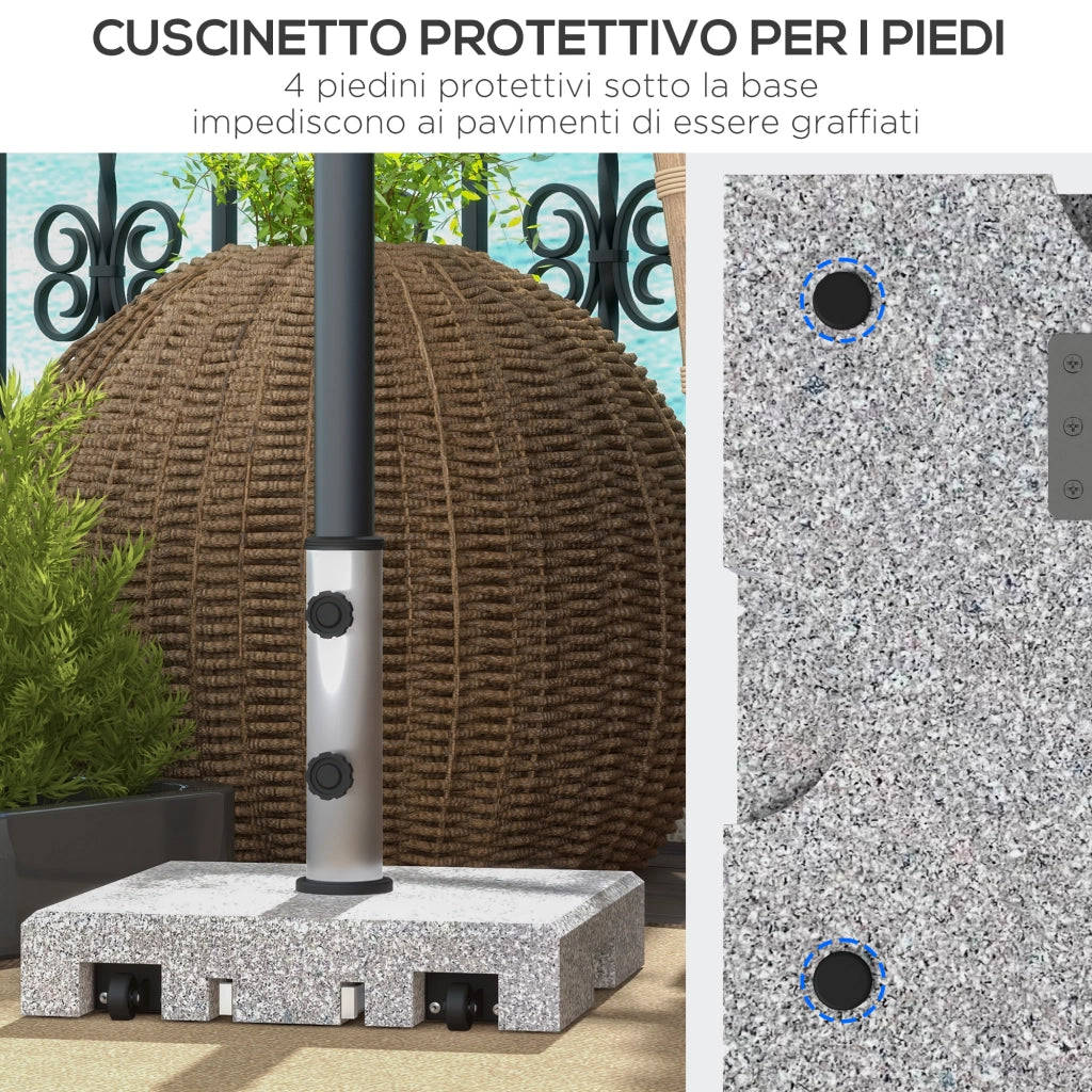 Base per Ombrellone in Granito ¨C Xylo ¨C 28kg con Rotelle 41x41x37.5cm Grigio
