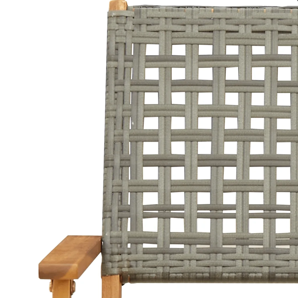 Sedie Giardino Pieghevoli 6pz Grigie Polyrattan Legno Massello