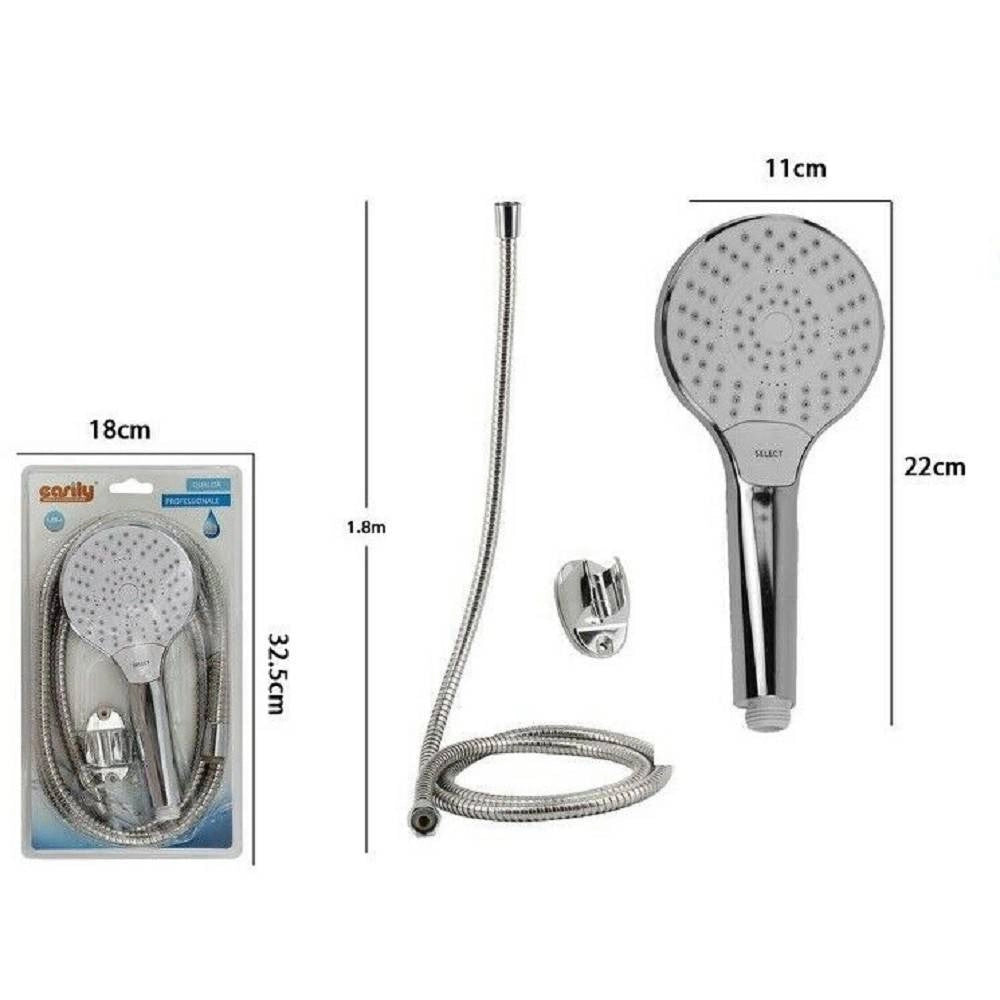 Trade Shop - Kit Doccetta 69330 Doccino Soffione Bagno Doccia Tasto Select Laccio 1,8mt Staffa -