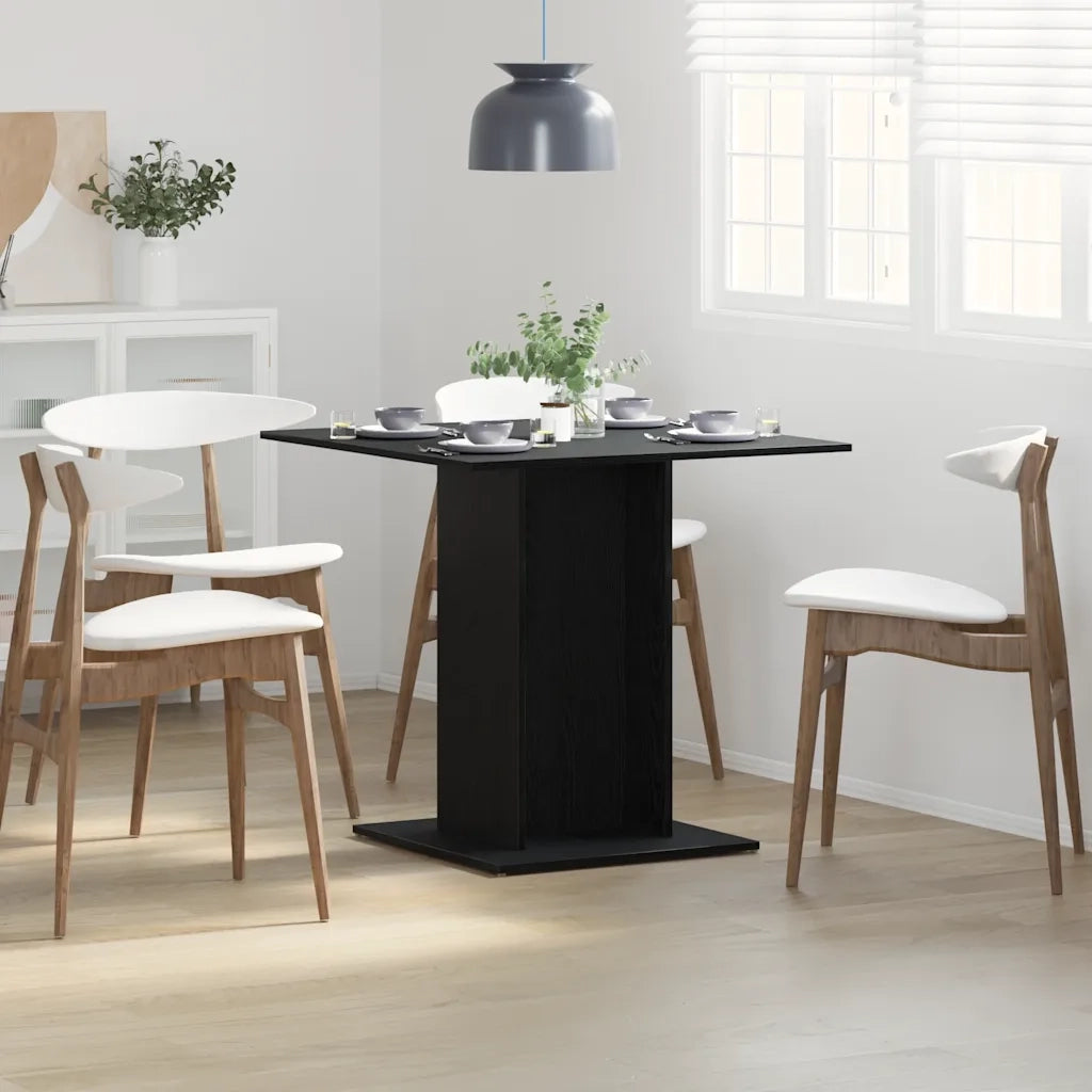 Tavolo da Pranzo | Tavolo da cucina Rovere Nero 80x80x75 cm Legno Multistrato