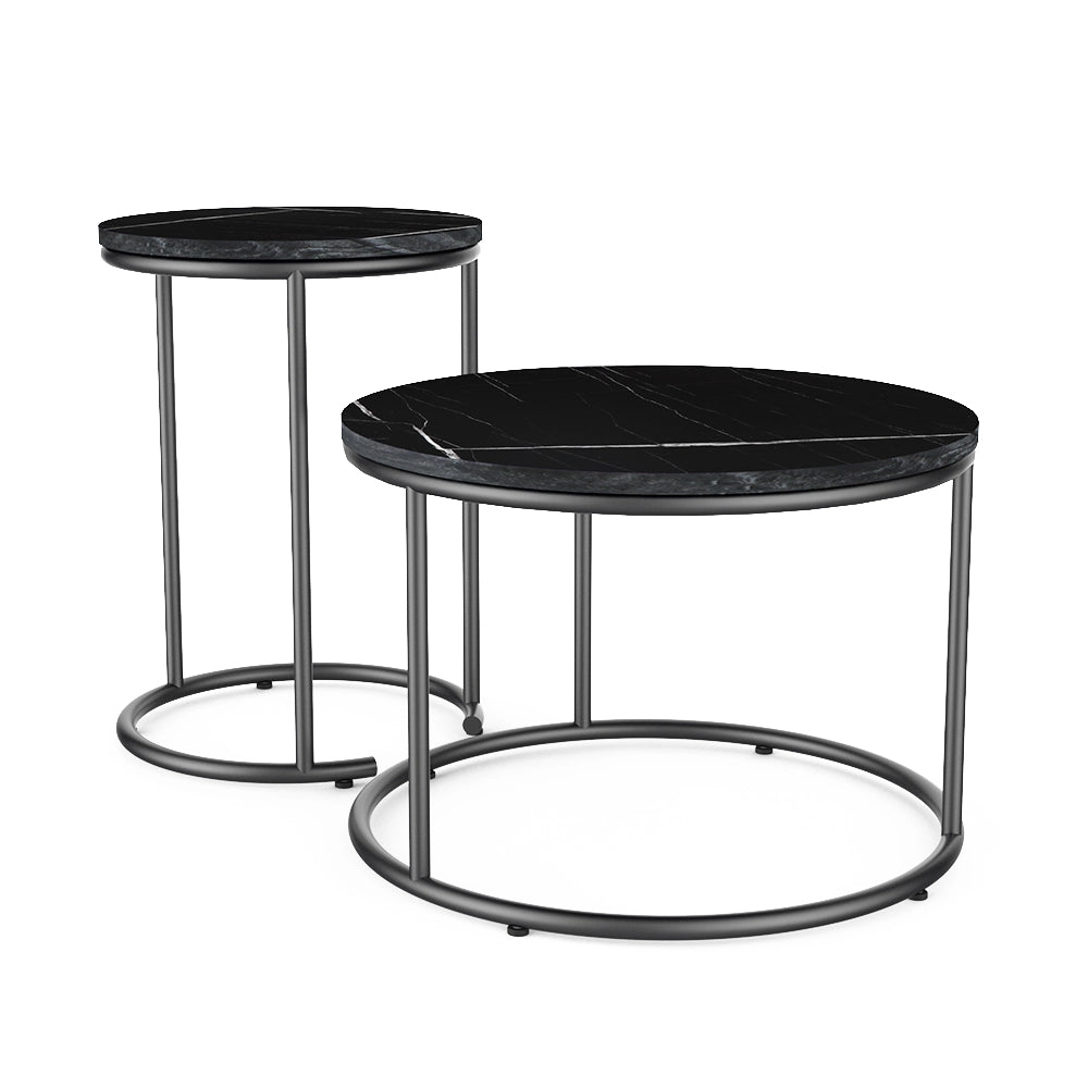 Vicco Tavolino da divano Marmo nero 55 x 55 cm 2 parti