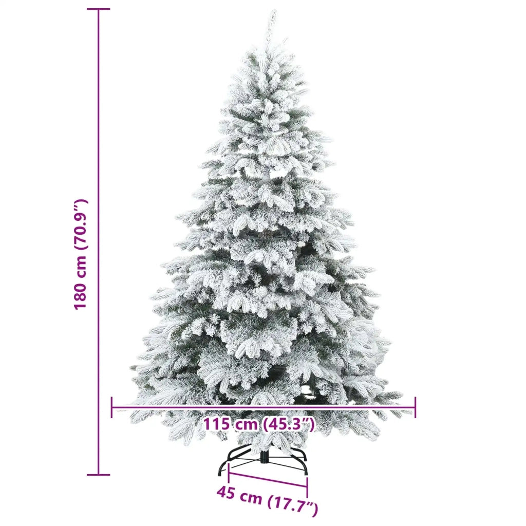 Albero di Natale Artificiale Snodato Foderato di Neve Bianco