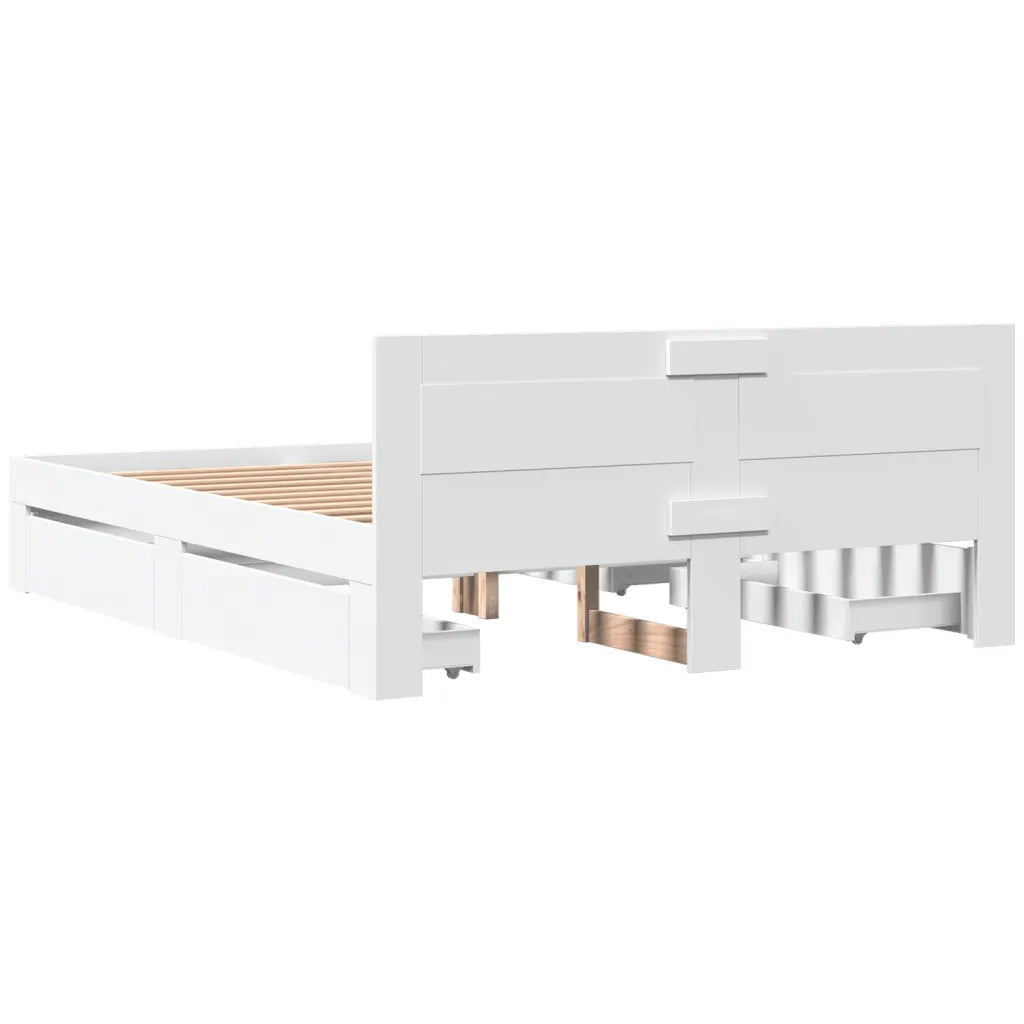 Giroletto con Testiera Bianco 150x200 cm in Legno Multistrato