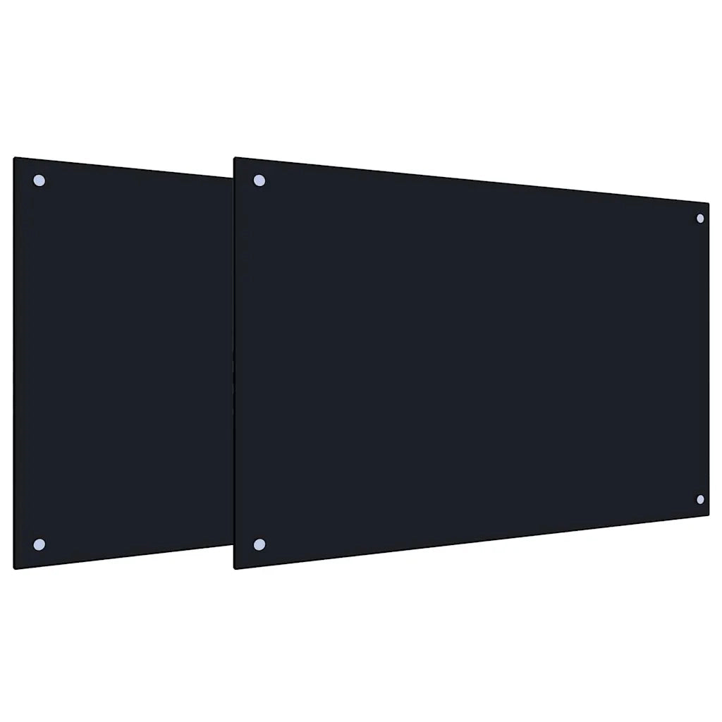 Schienale da cucina 2 pcs Nero 90 x 60 cm vetro temperato 3415439