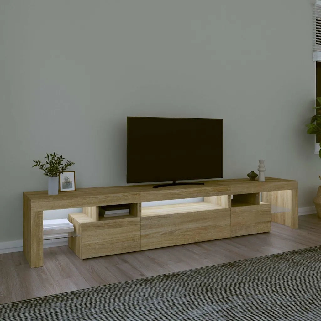 Mobile Porta TV con Luci LED Rovere Sonoma 215x36,5x40 cm 3152796