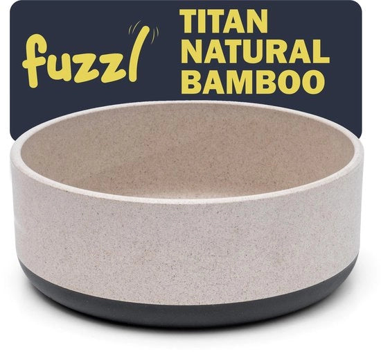 Ciotola per cani in bambù e gomma Titan, 22 cm, con fondo ultra-grip, grigio, ecologico, antibatterico, sostenibile, non tossico, ciotola per cani, ciotola per acqua per cani di taglia media e grande