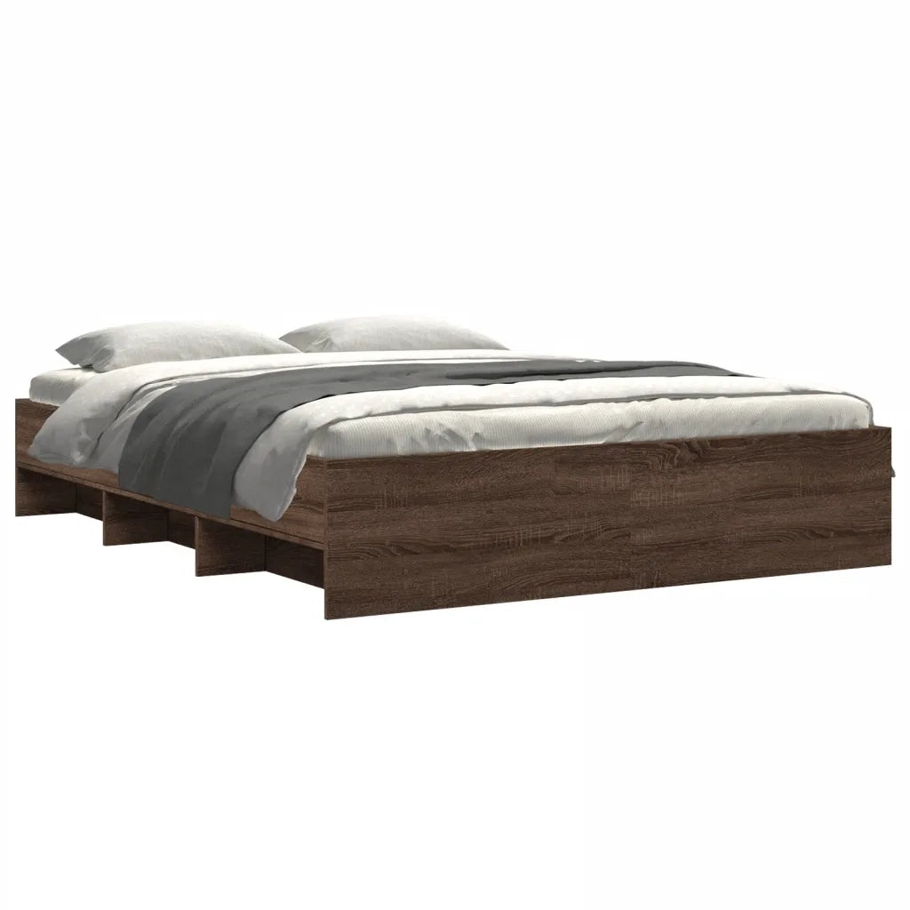 Letto matrimoniale | Letto per adulti | Giroletto senza Materasso Rovere Marrone 150x200 cm Truciolato