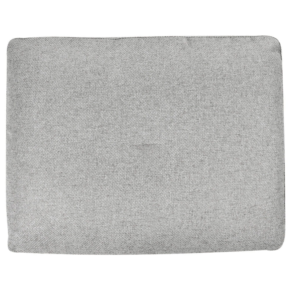 Divano angolare moderno con bracciolo destro Rivestimento in lino sintetico idrorepellente Gambe in ferro nero con cuscini grigio
