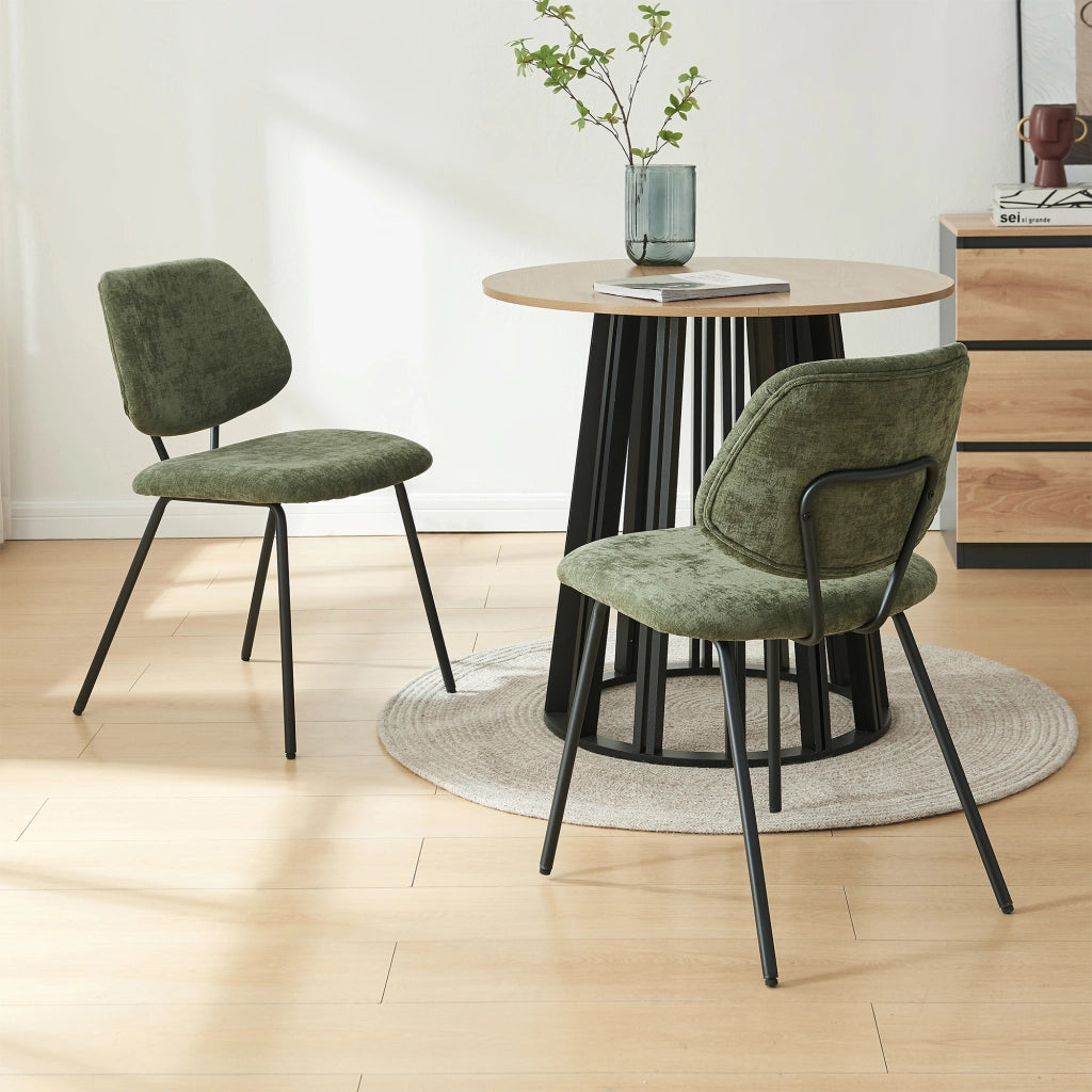 Set di 6 Sedie Köma con Rivestimento in Tessuto - Verde Scuro [en.casa]