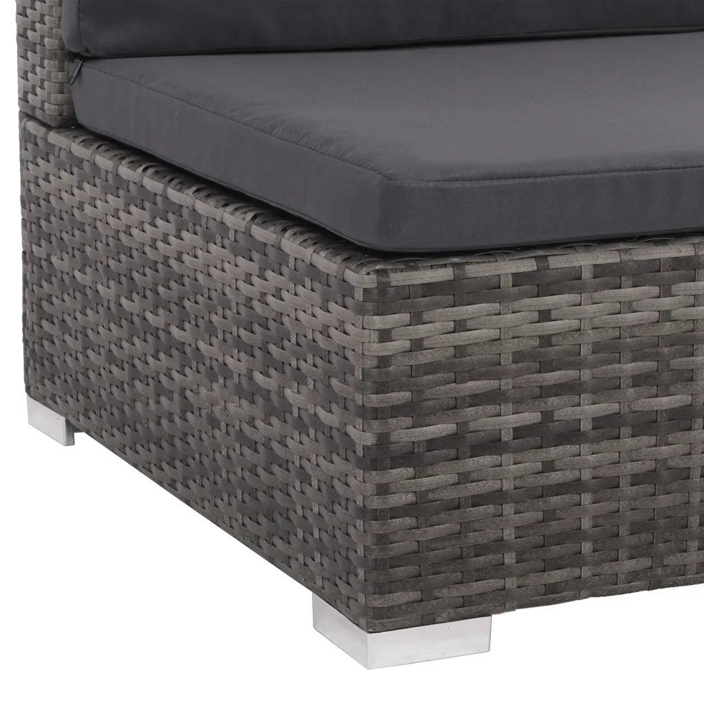 Set da Giardino 8 pz con Cuscini in Polyrattan Grigio