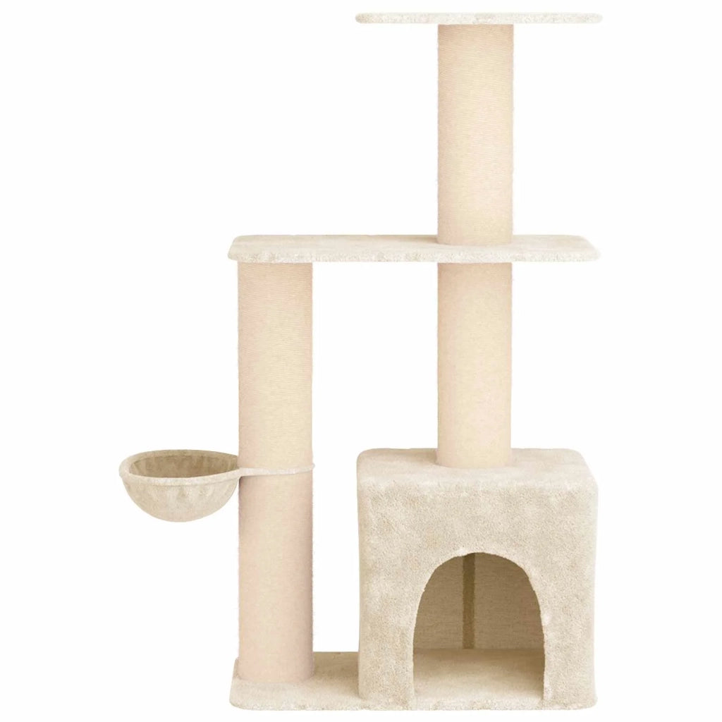 Albero per gatti con pali per graffiare in sisal Crema 133 cm 42033063