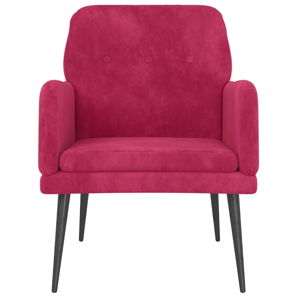 Poltrona | Sedia Relax Rosso Vino 62x79x79 cm Velluto