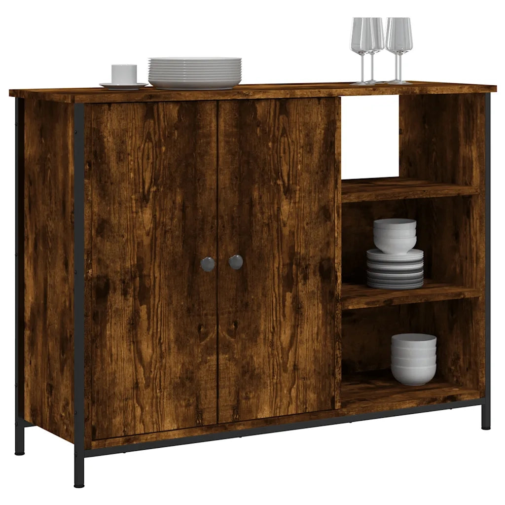 Credenza Rovere Fumo 100x33x75 cm in Legno Multistrato 835551