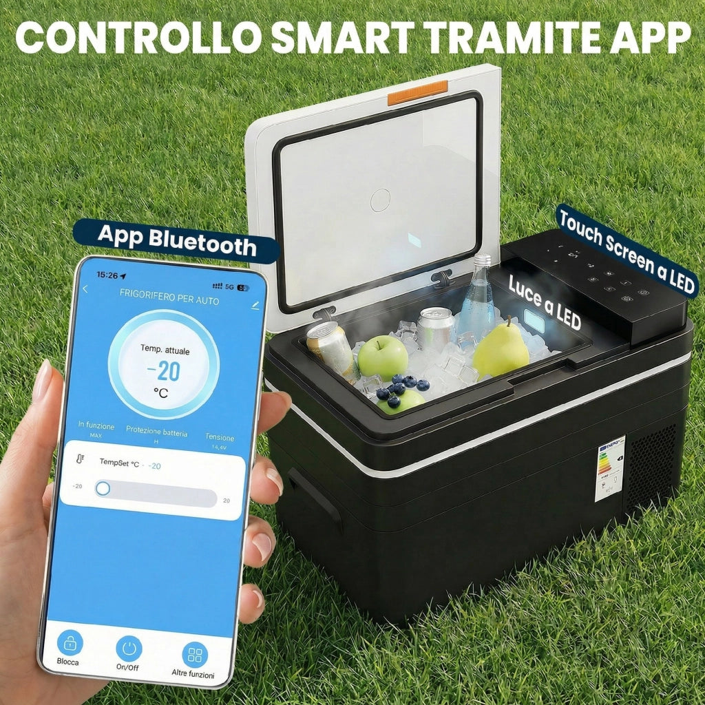 Frigorifero Portatile da 30L con Compressore e Controllo App. Nero