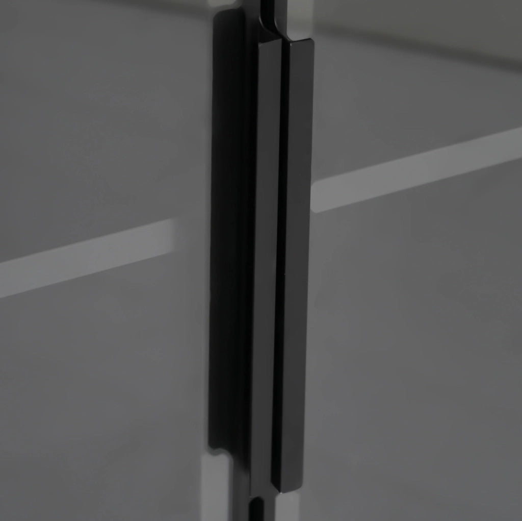 Vetrina angolare con LED 62x35x160 cm in MDF e vetro; nera