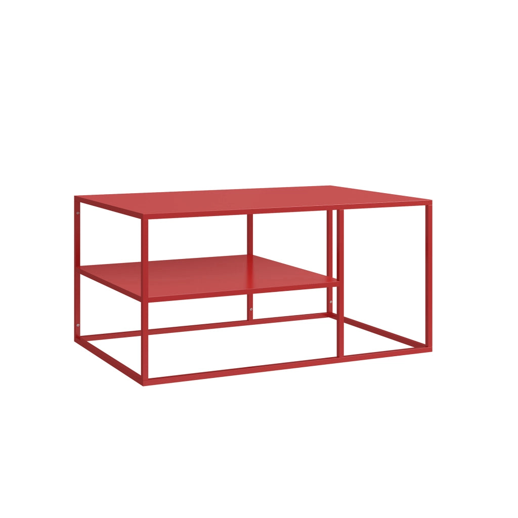 Tavolino da Salotto 'Solund' Metallo - Rosso [en.casa]