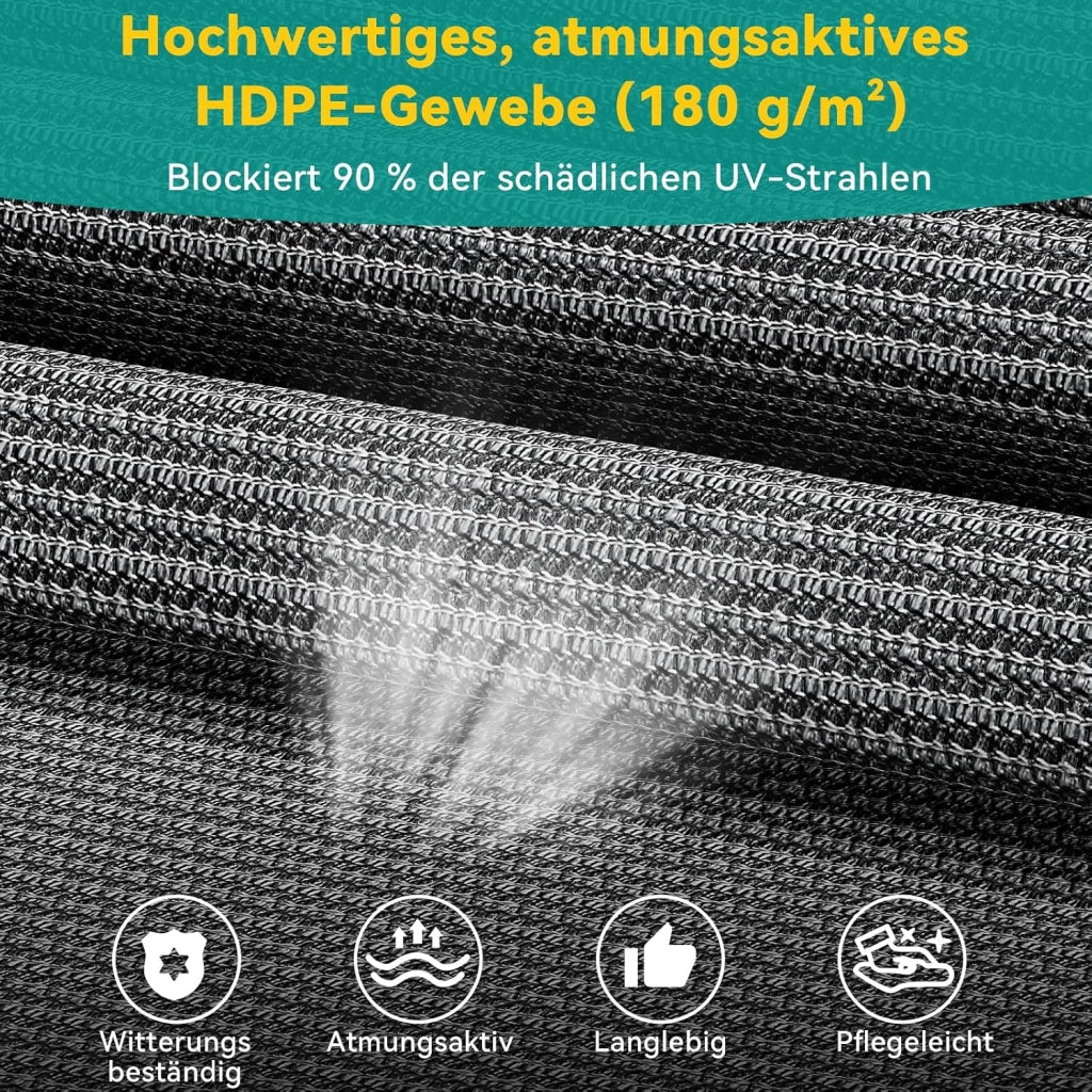 Tenda Verticale HDPE 200×310 cm Grigio, Tenda a Pinza Estensibile, Senza Forare, Privacy, Protezione Solare UV, Antivento, Resistente Alle Intemperie - per Balcone, Giardino, Terrazza