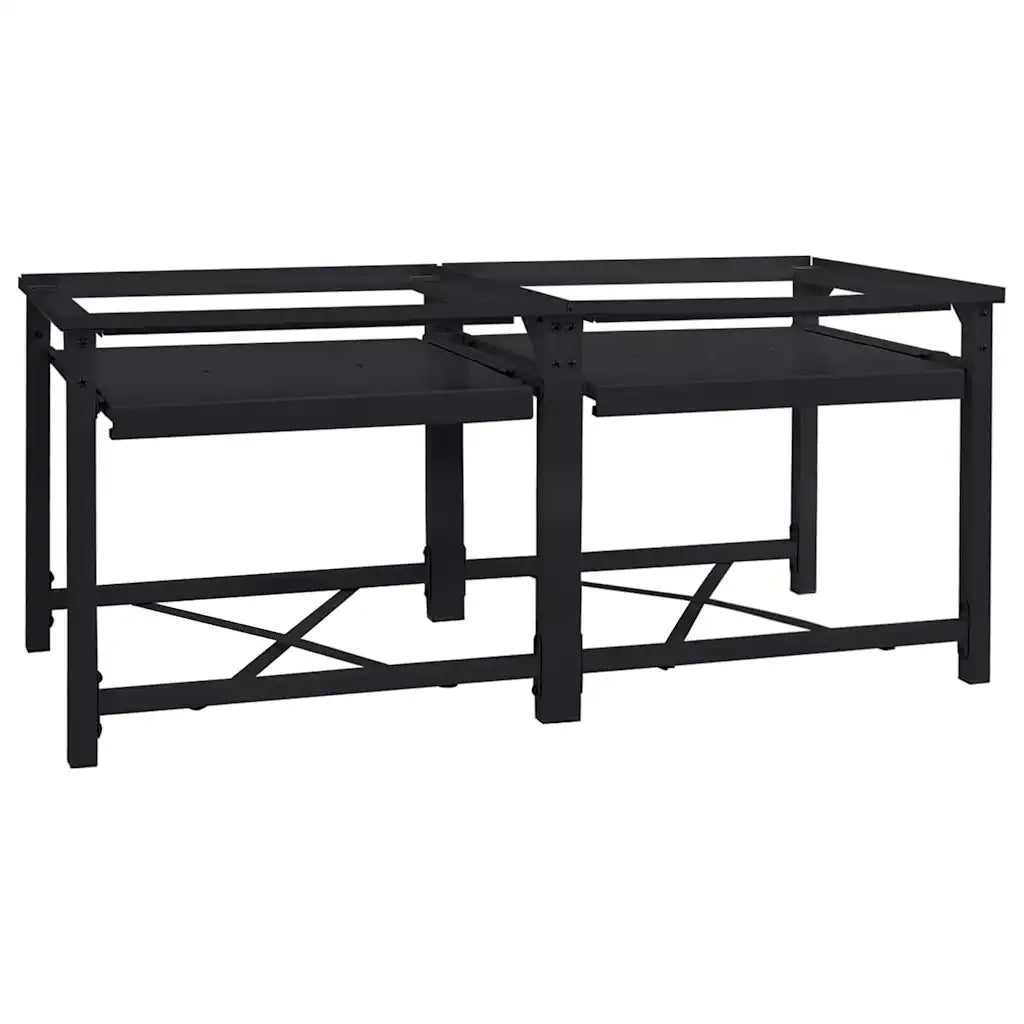 Pedestallo per Lavatrice 2 pcs Nero 120 x 56 x 52 cm Acciaio 42022038