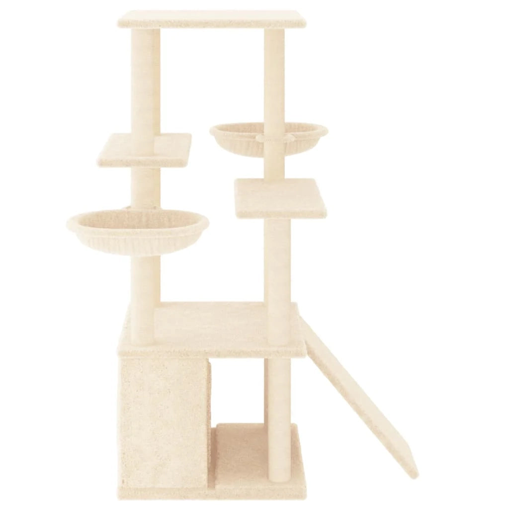 Tiragraffi per gatti torre per arrampicata giocattolo piattaforma per arrampicata con tiragraffi in sisal 133 cm crema 02_0022469