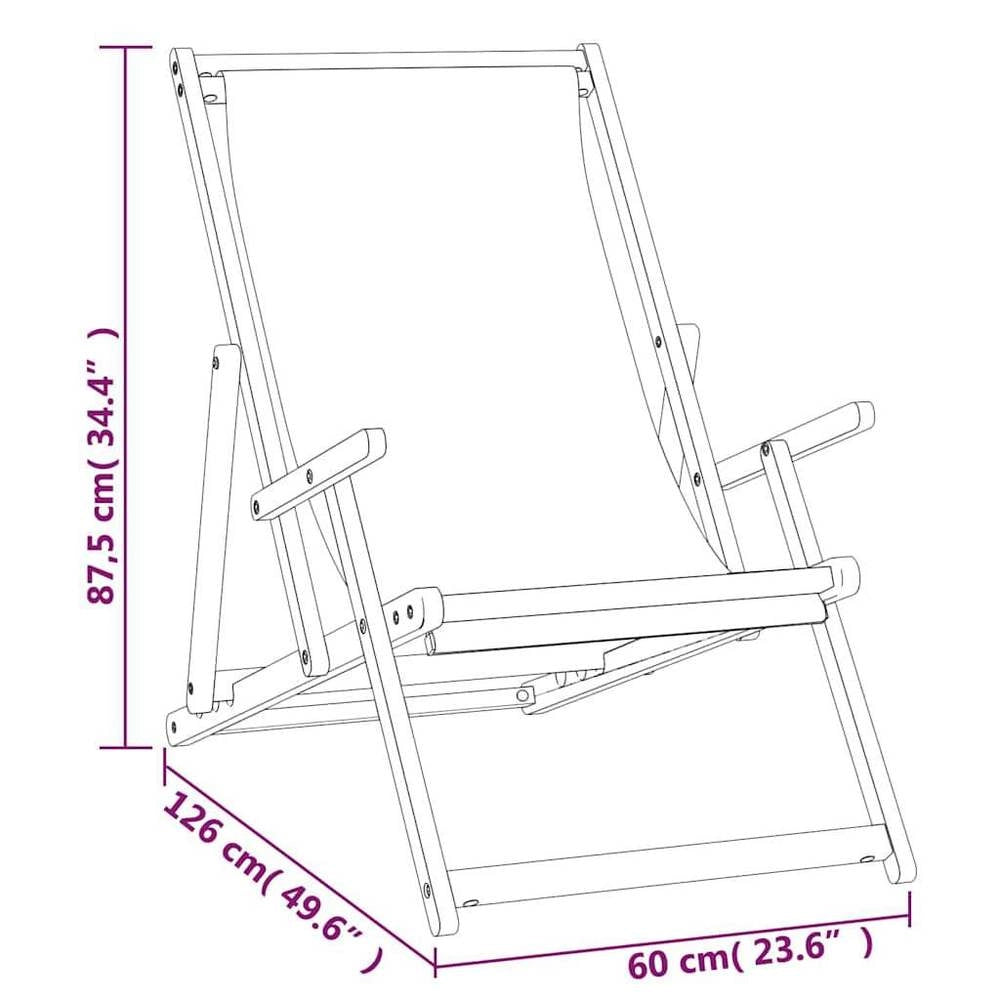 Folding Beach Chair, Solid Teak Wood, Cream