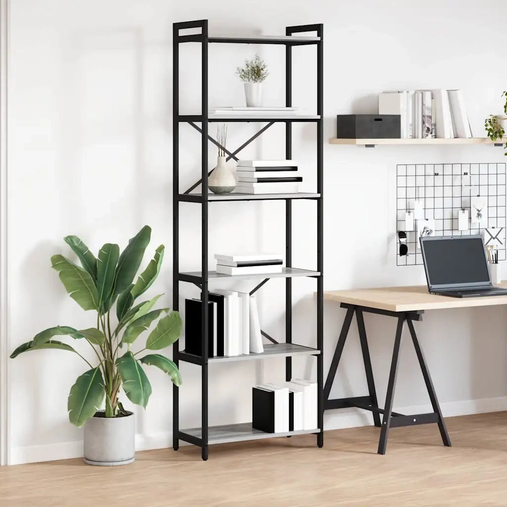 vidaXL Libreria Grigio sonoma 60 x 30 x 188 cm Legno multistrato