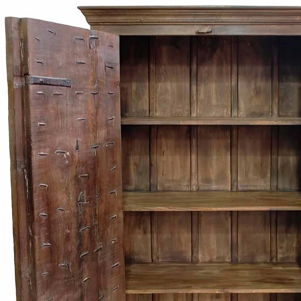 Armadio in legno con finitura artigianale marrone, 120x46x170h cm