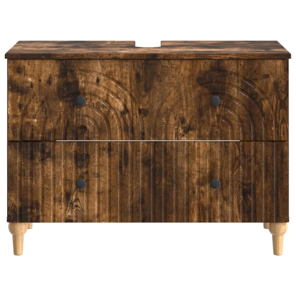 Armadio per Lavabo da Bagno ALKMAAR Rovere Fumo 82 x 41 x 59 cm 896140