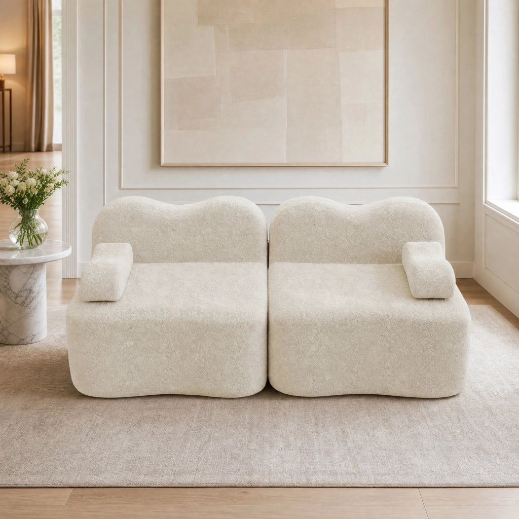 DIVANO MODULARE SENZA TELAIO Beige in velluto