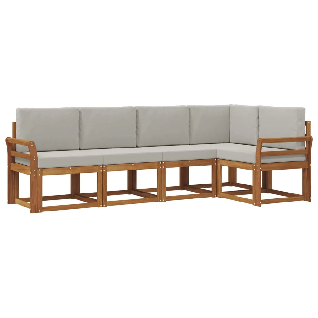 Set di divani da esterno 5 pcs Grigio Naturale e Chiaro