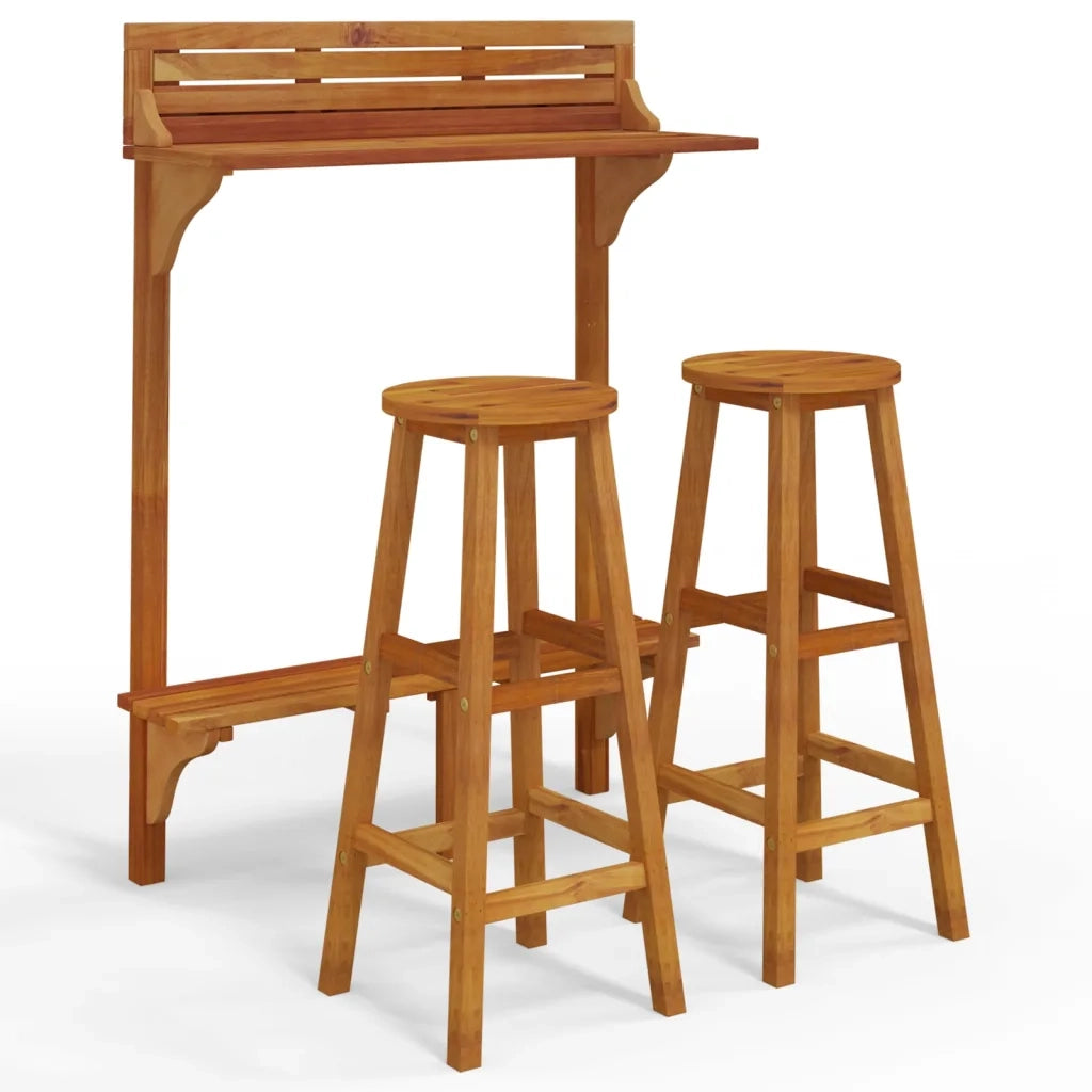 Set da Bar per Balcone 3 pz in Legno Massello di Acacia cod mxl 42626