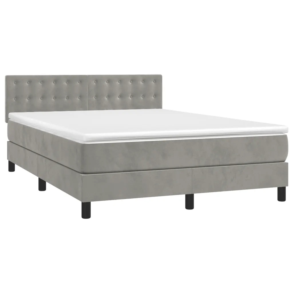 Giroletto a Molle con Materasso Grigio Chiaro 140x190cm Vellutocod mxl 79966