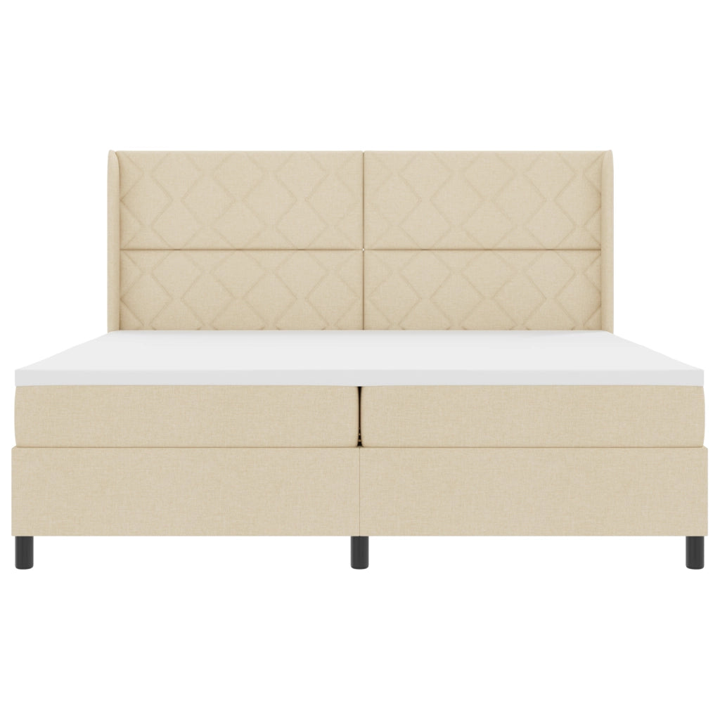 Letto a Molle Box con Materasso Panna 200x200 cm Tessuto