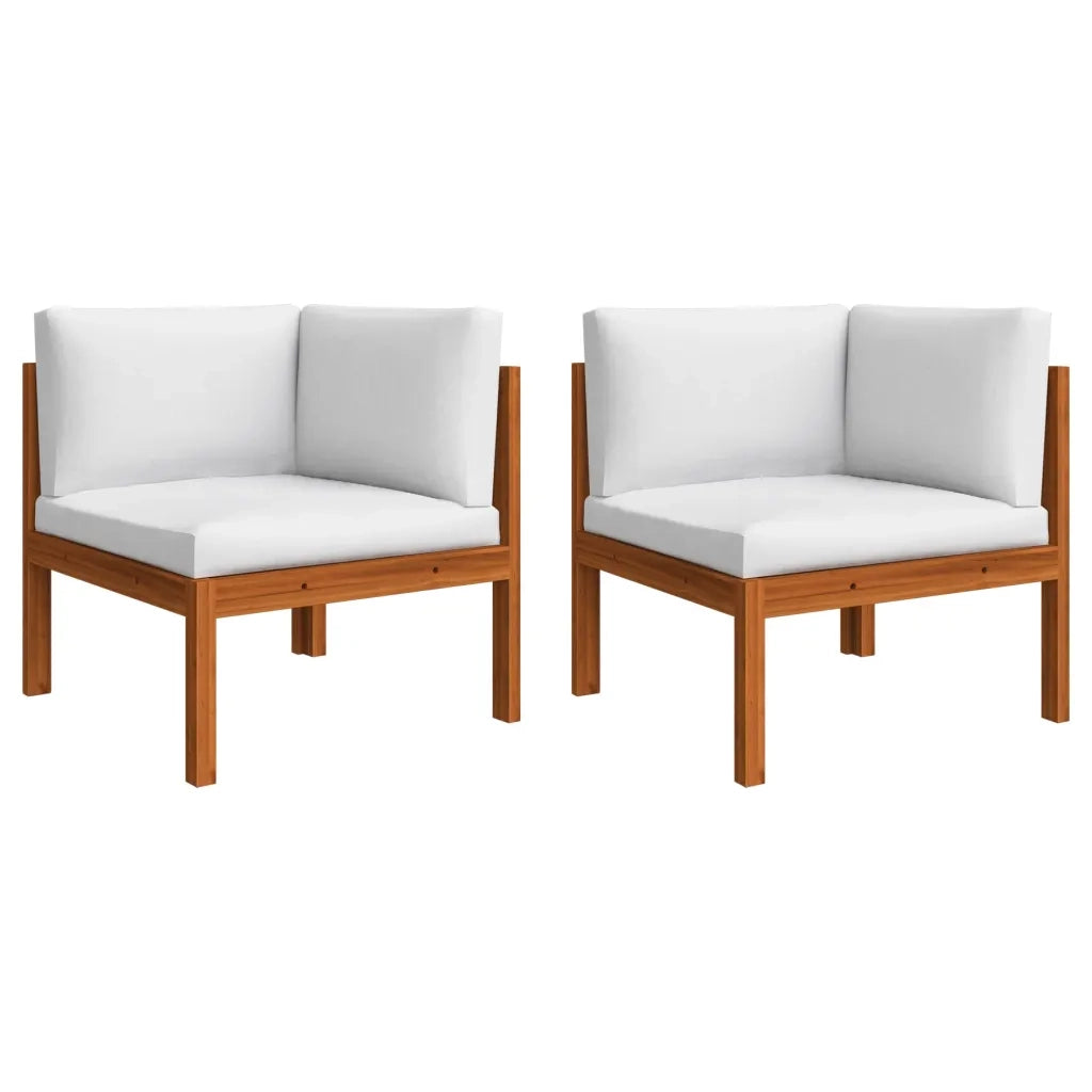 Set Divani da Giardino 6 pz con Cuscini Crema Massello Acacia cod mxl 49539