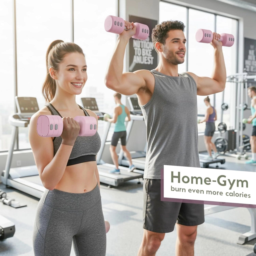 Set di 2 manubri regolabili 2 in 1, per donne e uomini, 4 livelli di peso con adattatore kettlebell, set di manubri per casa (Rosa)