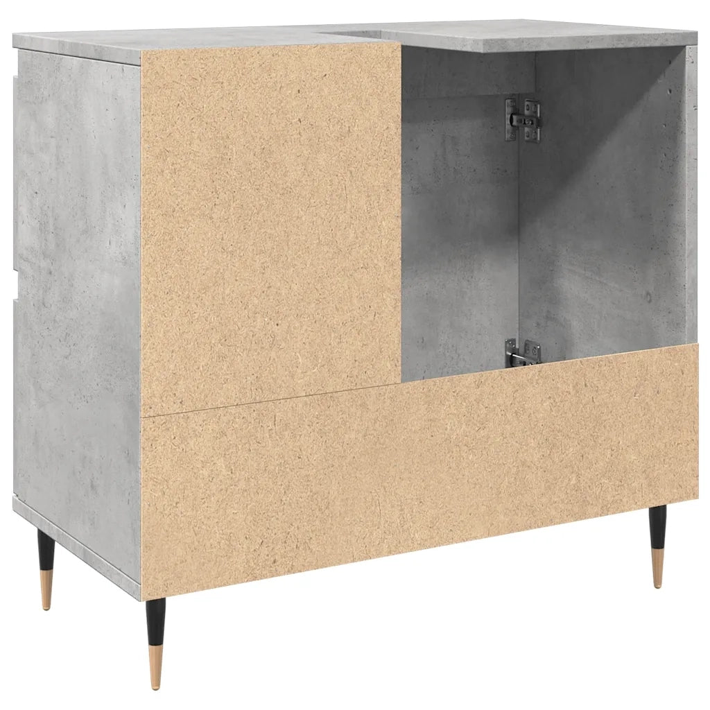 Armadietto da Bagno Grigio Cemento 65x33x60cm in Truciolato