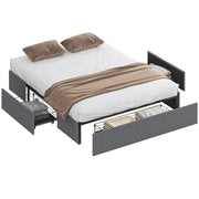 Letto Matrimoniale Contenitore in Legno con Doghe e Cassetti ¨C Zephmum ¨C Grigio 165x193x30 cm