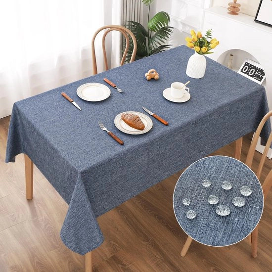Tavolino Coperto, Tavolini Coperti 140x240cm con Aspetto di Lino, Fatto di Poliestere Impermeabile con Effetto Lotus, Resistente ai Graffi per Salotto, Cucina, Balcone, Giardino