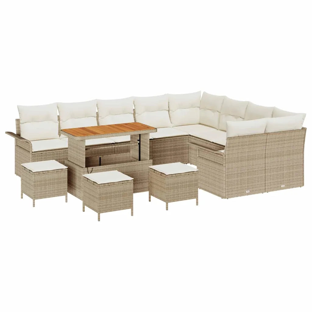 Set Divano da Giardino con cuscino 13 pcs Beige polyrattan 3362181
