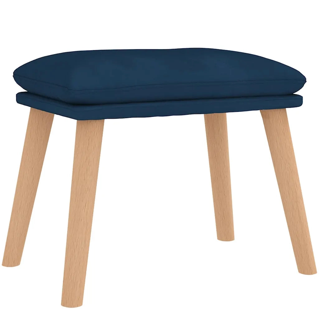 Divano Sedia-Poltrona Relax con Poggiapiedi Blu in Velluto 121652