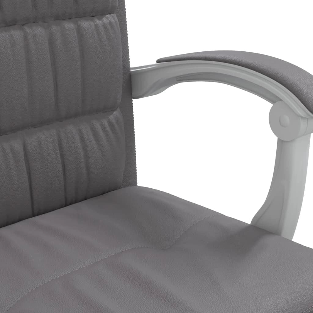 Sedia da ufficio in similpelle grigia con seduta girevole e reclinabile adatta per l'uso al computer o per lo studio 02_0024251