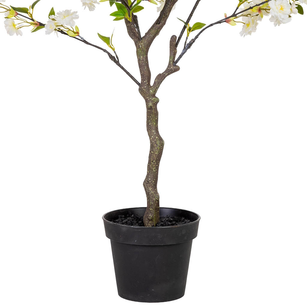 Pianta di ciliegio artificiale decorativa bianco 74x69x132