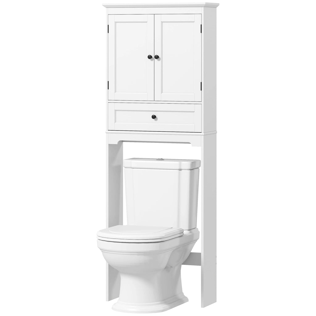 Mobile sopra WC con 2 ante, cassetto e ripiano regolabile, bianco