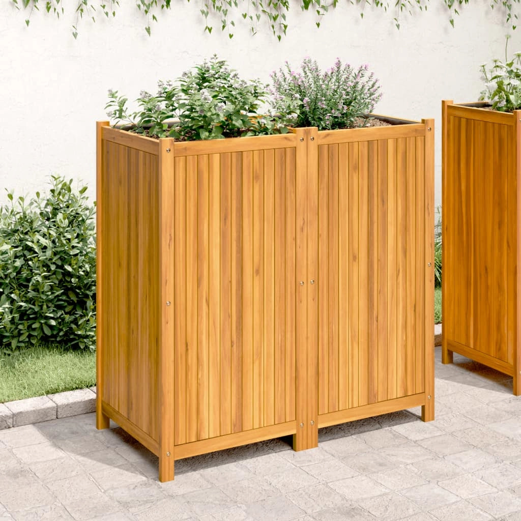Aiuola rialzata/fioriera con rivestimento 100 x 50 x 100 cm legno massello di acacia marrone 02_0038118