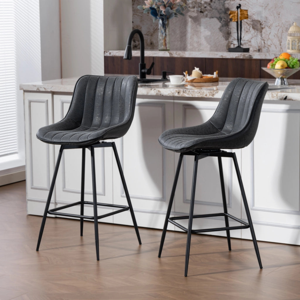 Set 2 Sgabelli Girevoli 68cm ¨C Xylo ¨C Con Schienale Nero per Cucina