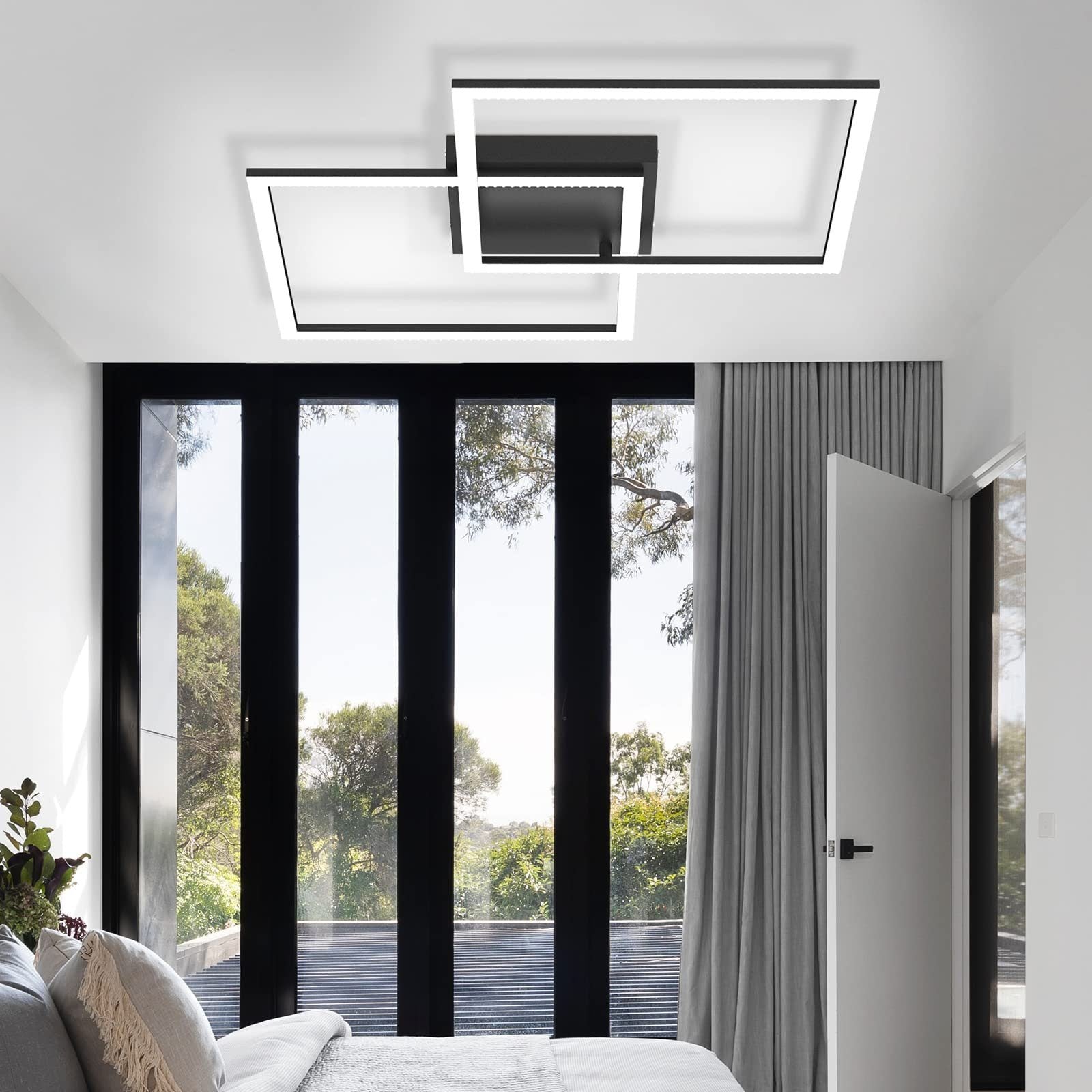 ZMH Lampada da soffitto moderna a LED in cristallo quadrato 2 luci dimmerabili con telecomando 52 W