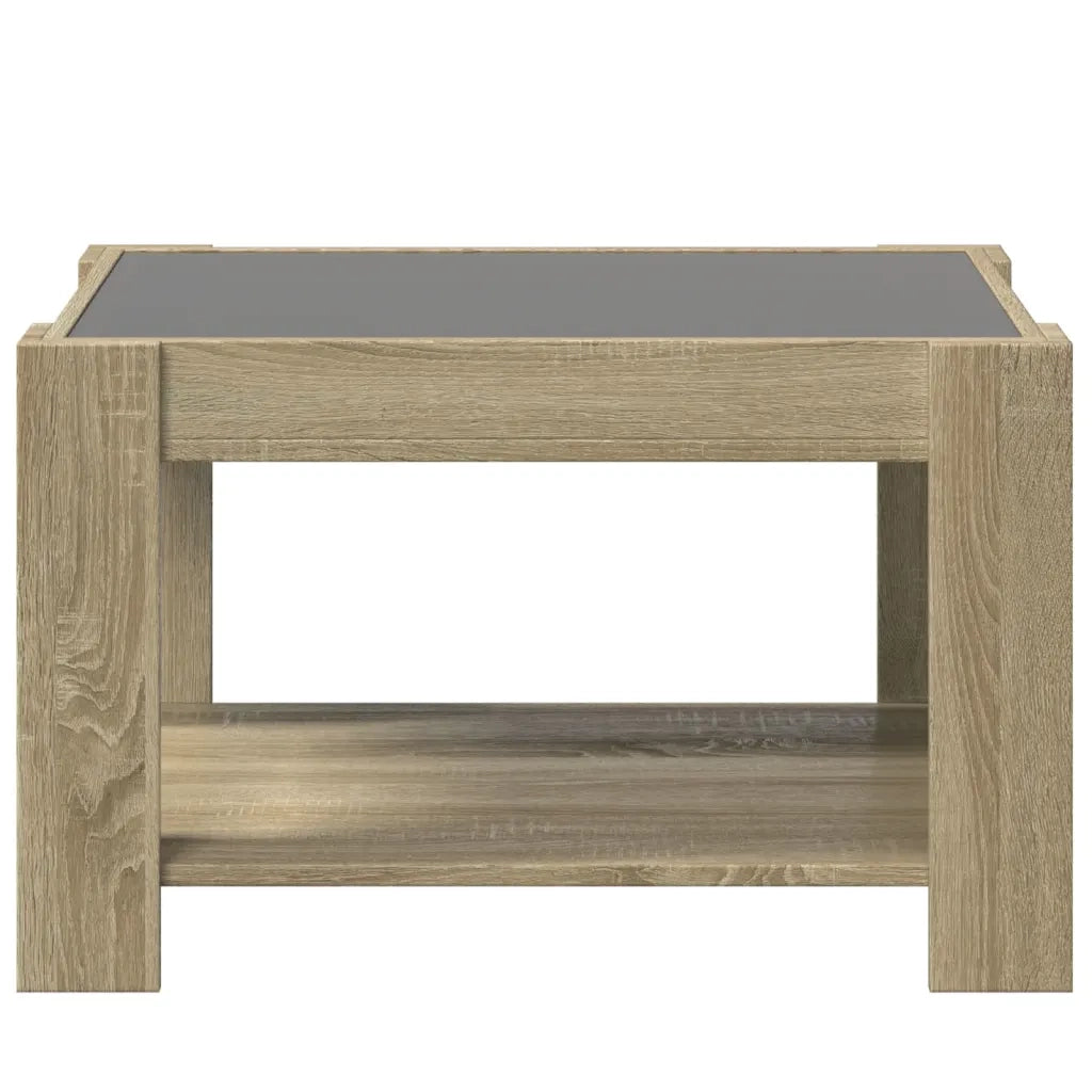 Tavolino Salotto con LED-Tavolino da soggiorno-Tavolo Rovere Sonoma 73x53x45 cm Multistrato