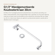 Acquasplash - Cisterna da cucina - Montaggio a parete - Rubinetto a freddo - 30 cm - Lavorazione di alta qualità - Resistente agli urti e alle abrasioni