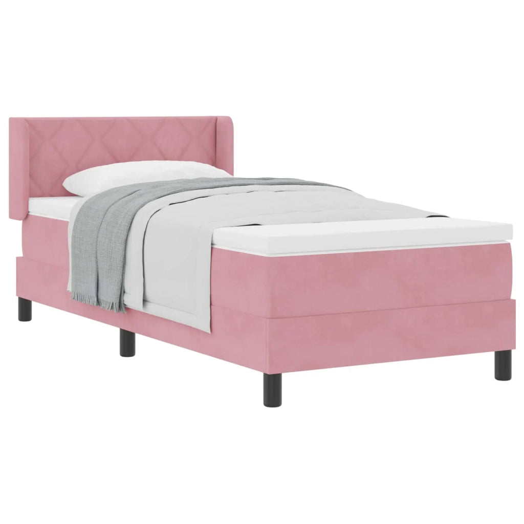 Letto a molle con materasso Rosa 190 x 90 cm Poliestere 3341503